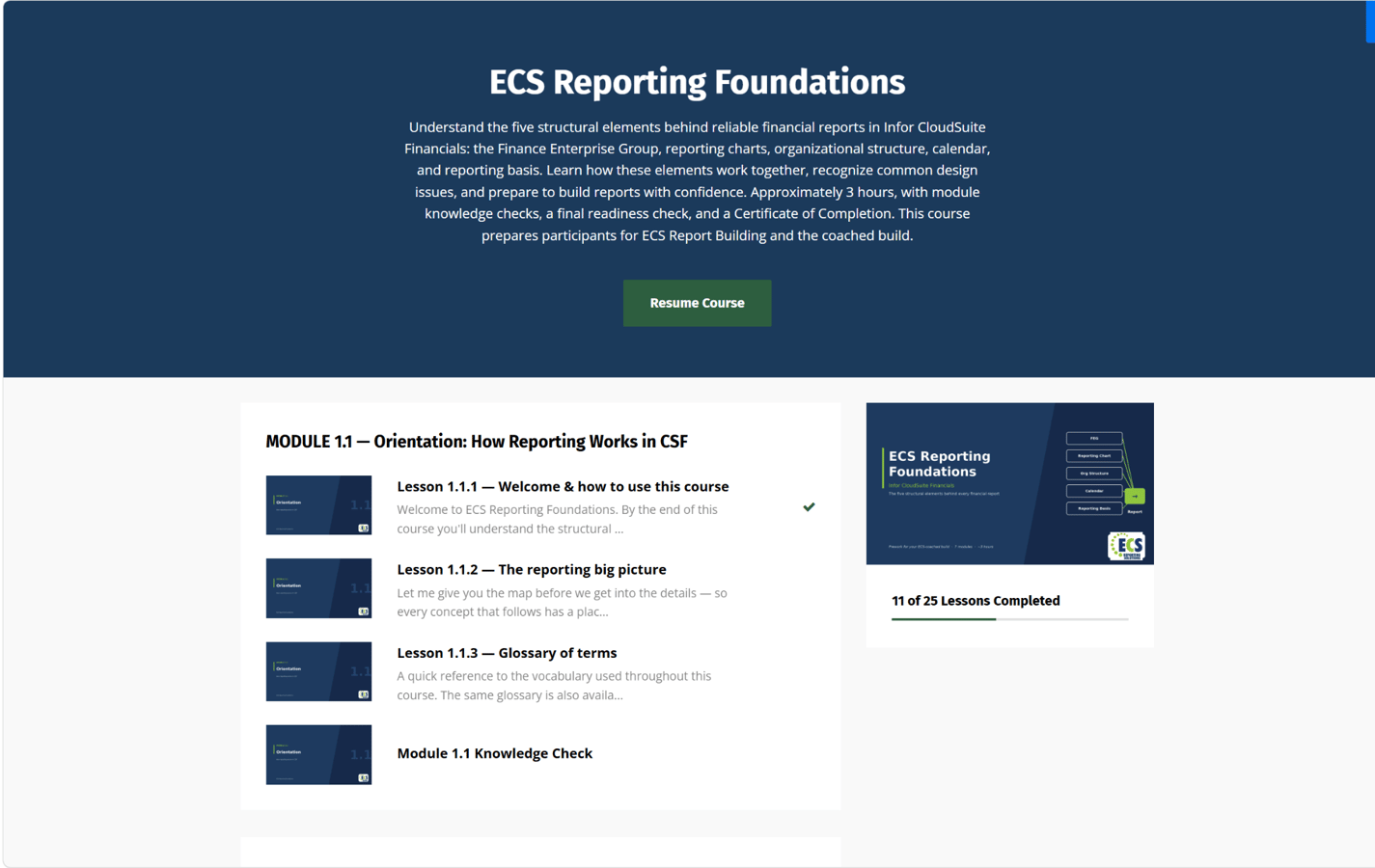 Inside the ECS Reporting Foundations course