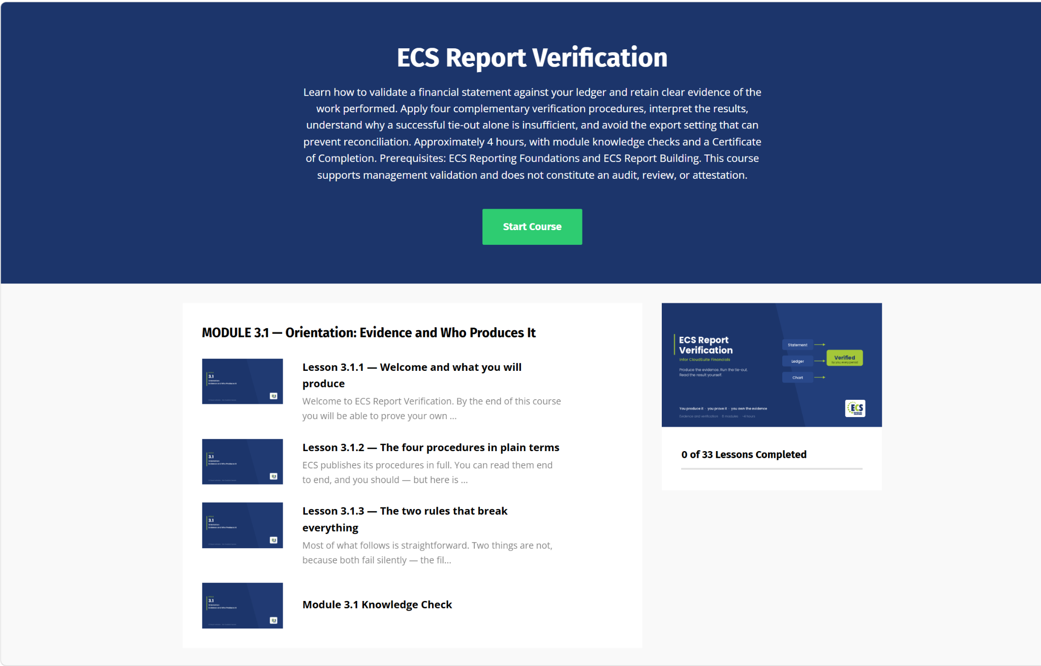 Inside the ECS Report Verification course