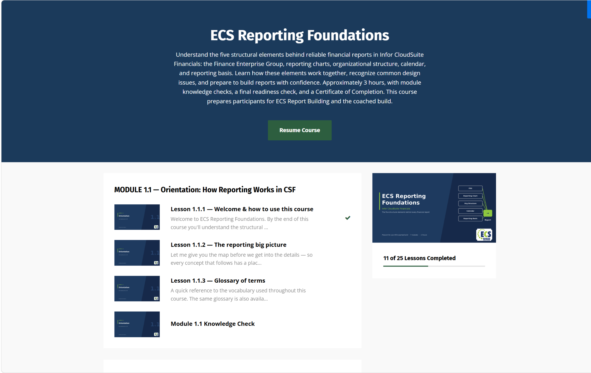 Inside the ECS Reporting Foundations course